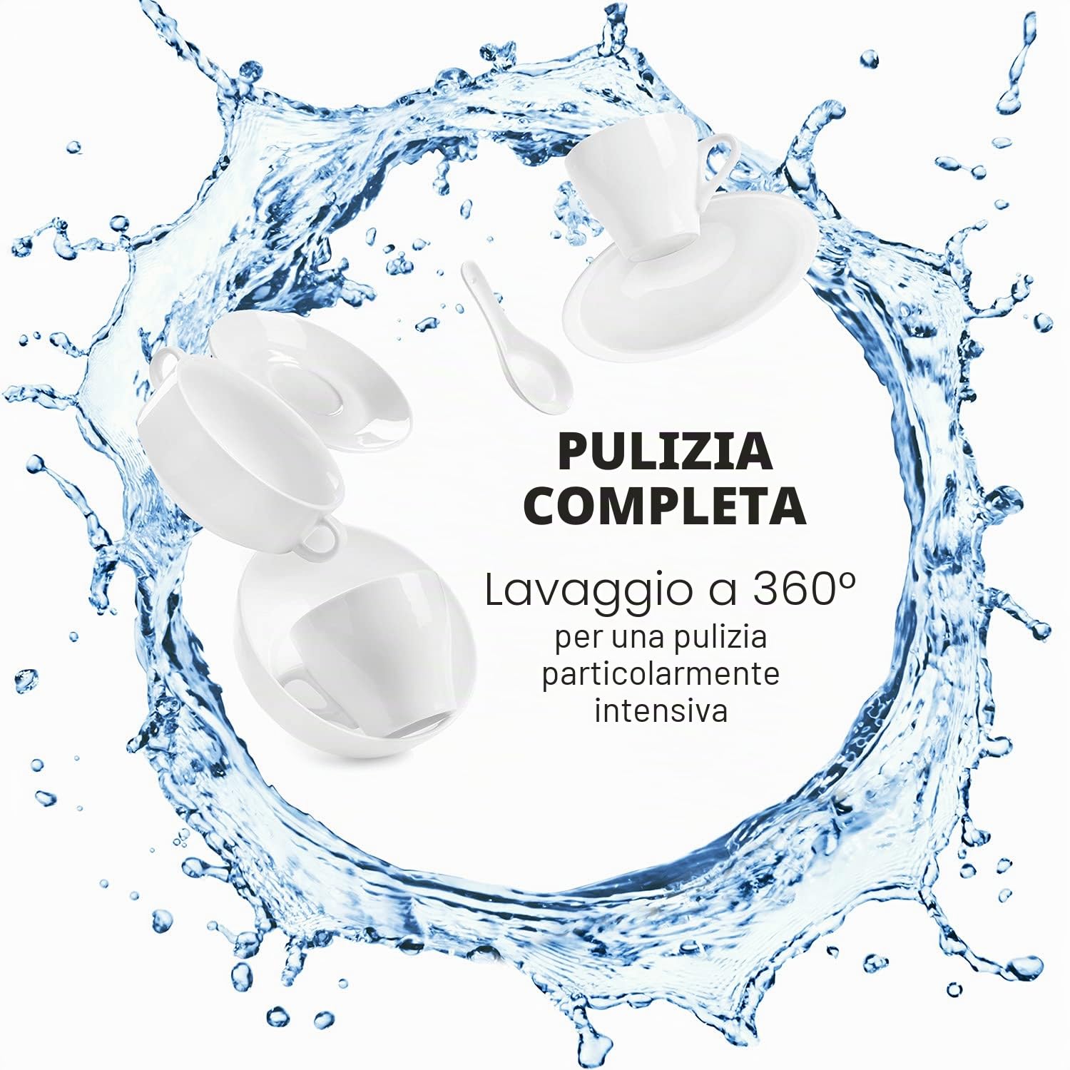 KLARSTEIN Lagoona - Mini Lavastoviglie a Posizionamento Libero, Classe F, Potenza: 1380 Watt, 6 Coperti, Consumo Idrico: 6,5 L, 7 Programmi + Asciugatura Extra, 49 dB, Pannello Touch Nero, Bianco