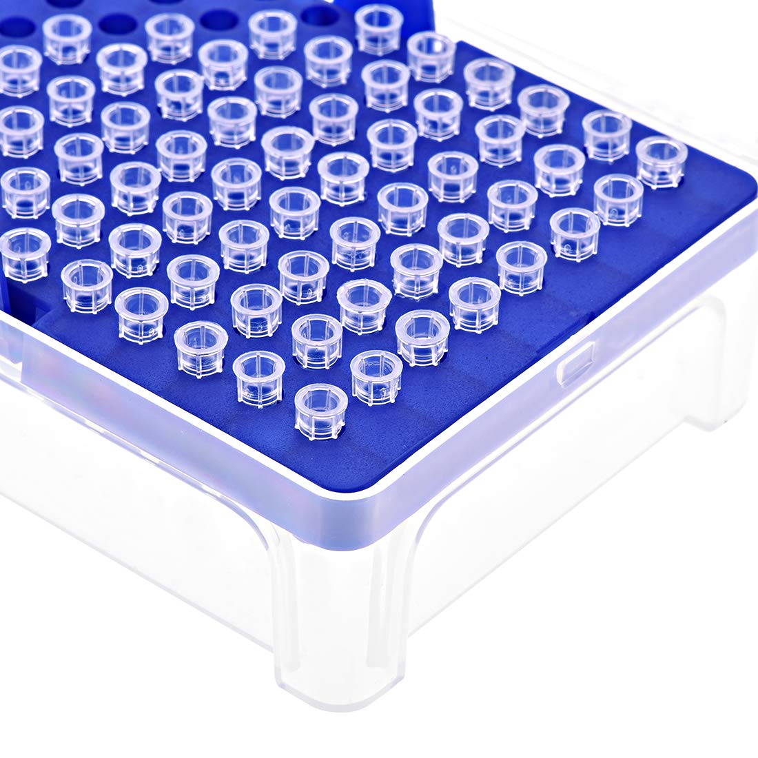 sourcing map Pipetten-Spitzen-Box, 96 Mulden, Polypropylen, für 10 ul-Pipetten, 4,5 mm Lochdurchmesser, blau