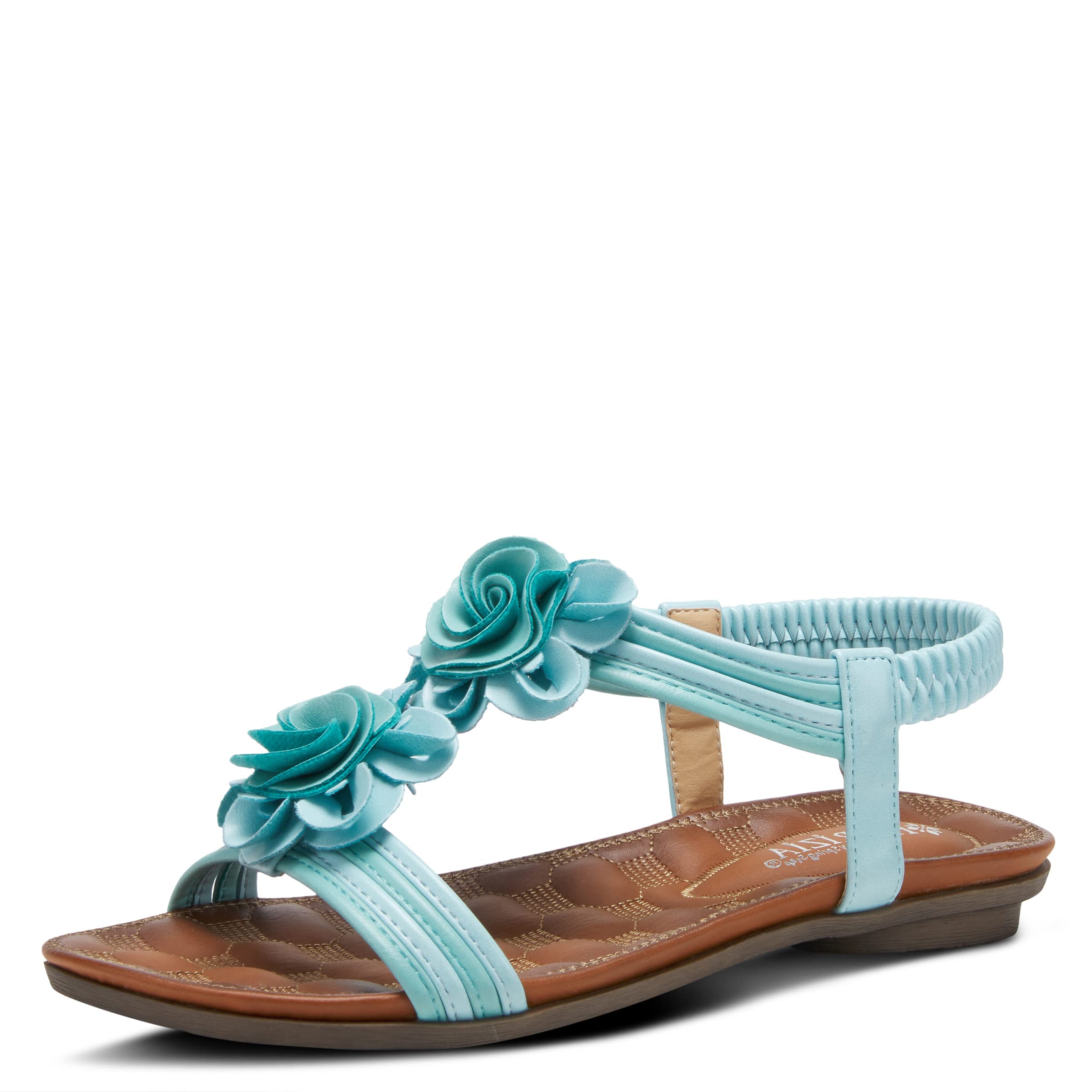 PATRIZIA Spring Step Nectarine Sandals for Womens - Ladies Sandals with Chic Flower Grabbing t-Straps - Casuals Womens Sandals with Stretch Back Strap