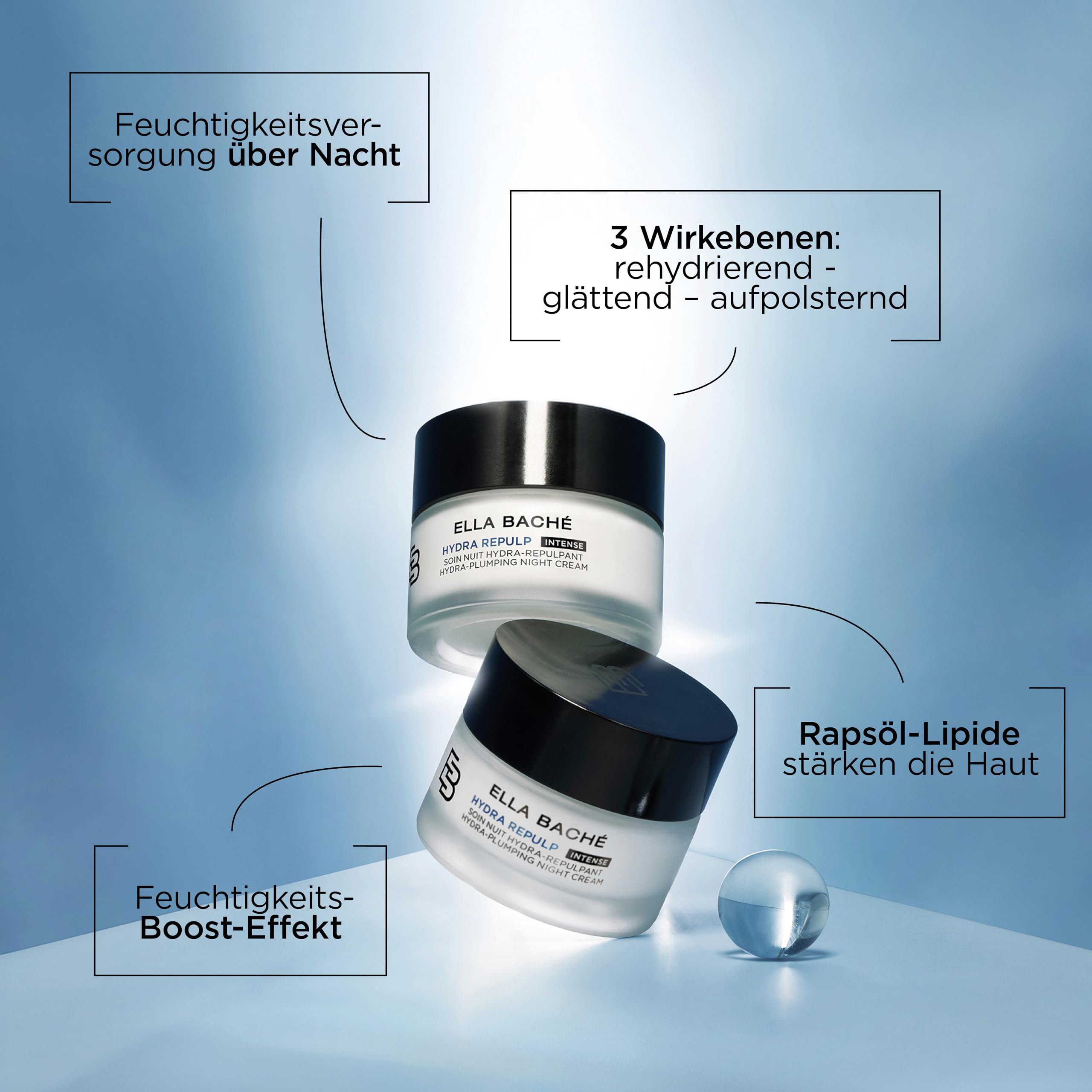ELLA BACHÉ Hyaluron-Nachtcreme – intensive Anti-Age & Feuchtigkeitspflege für regenerierte, glatte Haut, 50 ml