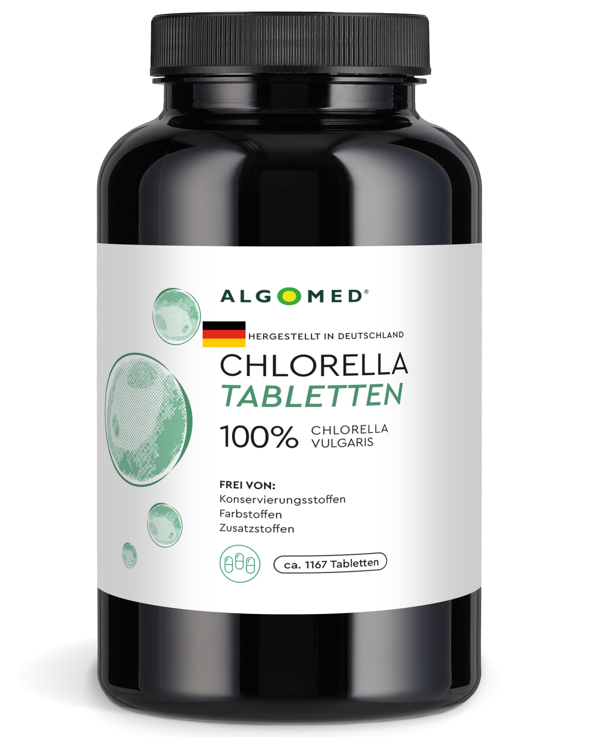 Algomed ® Chlorella Tabletten aus Deutschland - ca. 1167 Premium Chlorella Presslinge - 100% rein, ohne Zusätze - laborgeprüft, kontrolliert & vegan - (1 x 350 g)