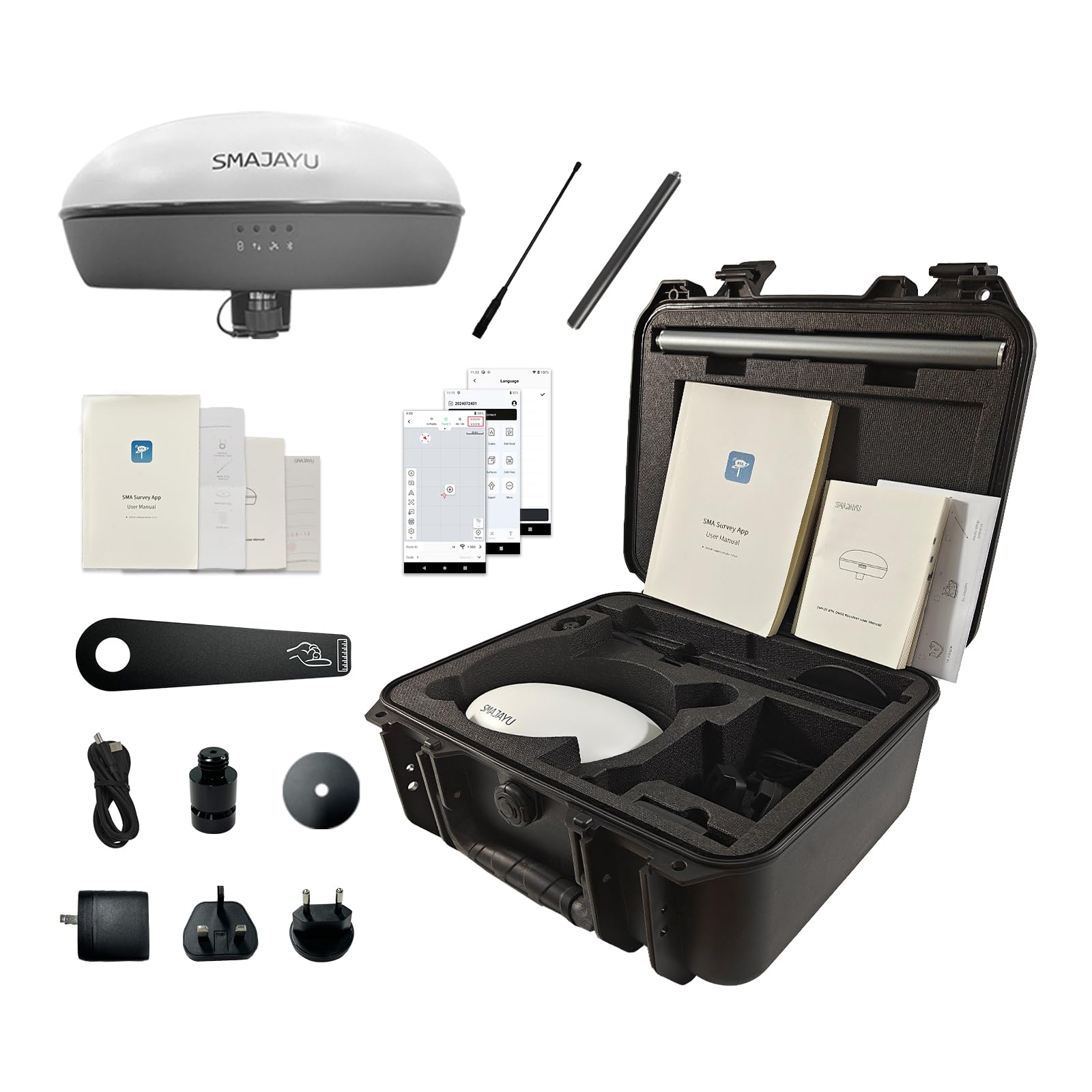 SMA20 Pro RTK Base Station GNSS Receiver GPS Land Survey Equipment, Connect with Drones/UAVs, Free Field Surveying Software for Permanent Use,1408 Channels, NOAA/PPK, for GIS and Precision Agriculture