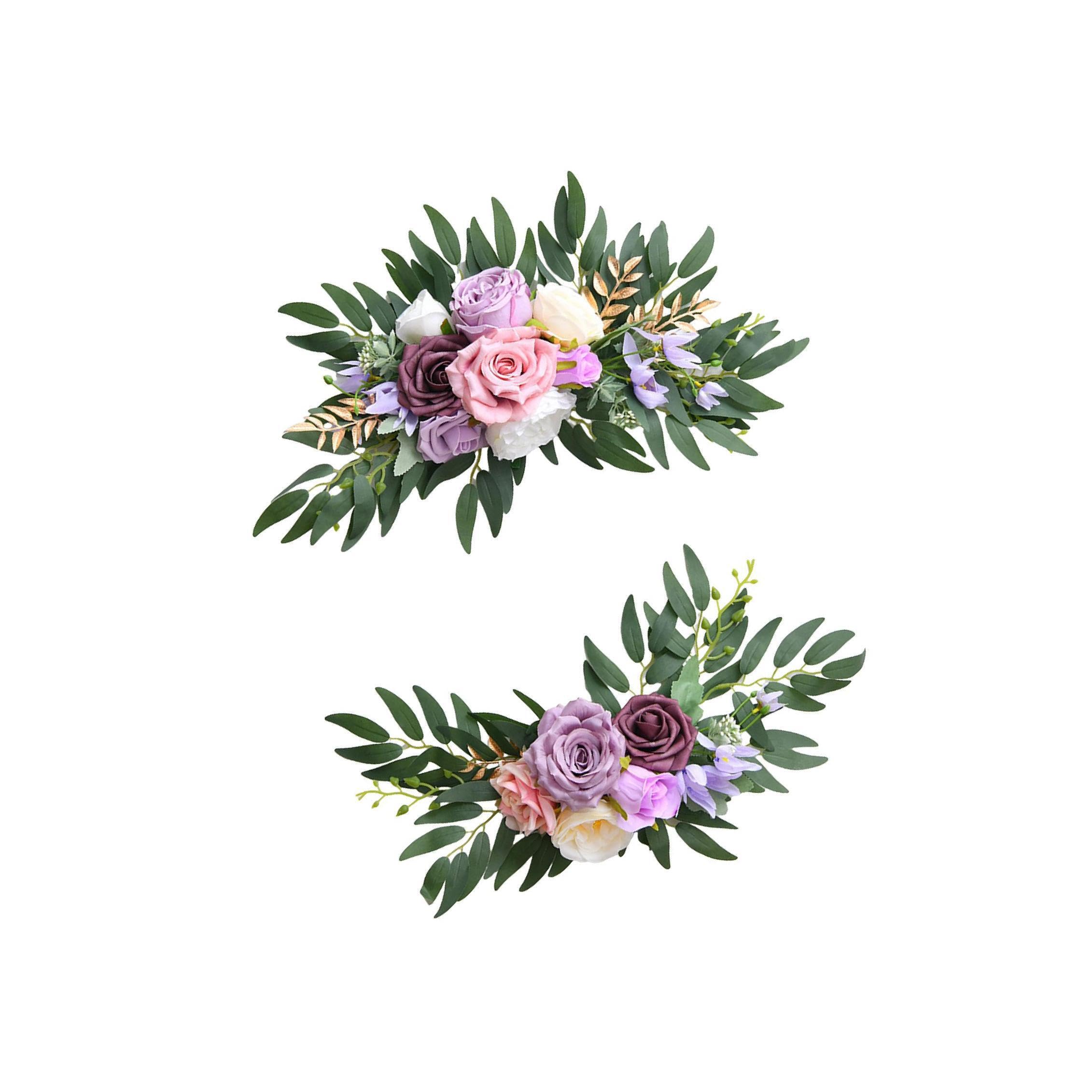 Zambuph Charming Artificial Floral Swag Wedding Flowers Unique Silk Arrangement Essential For Home Decoration And Ceremony Centerpieces Artificial Floral Swag, Violet