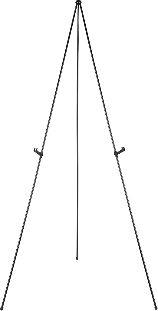 Amazon Basics Easel Display Stand, Instant Floor Poster, Lightweight, Collapsible and Portable with Tripod Base, Black Steel (supports 5 pounds)