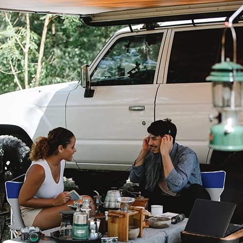 Miniatura 2 de Paquete de 2 sillas de camping plegables portátiles sillas de pesca resistentes con bolsillo lateral y bolsa de transporte compacta conveniente