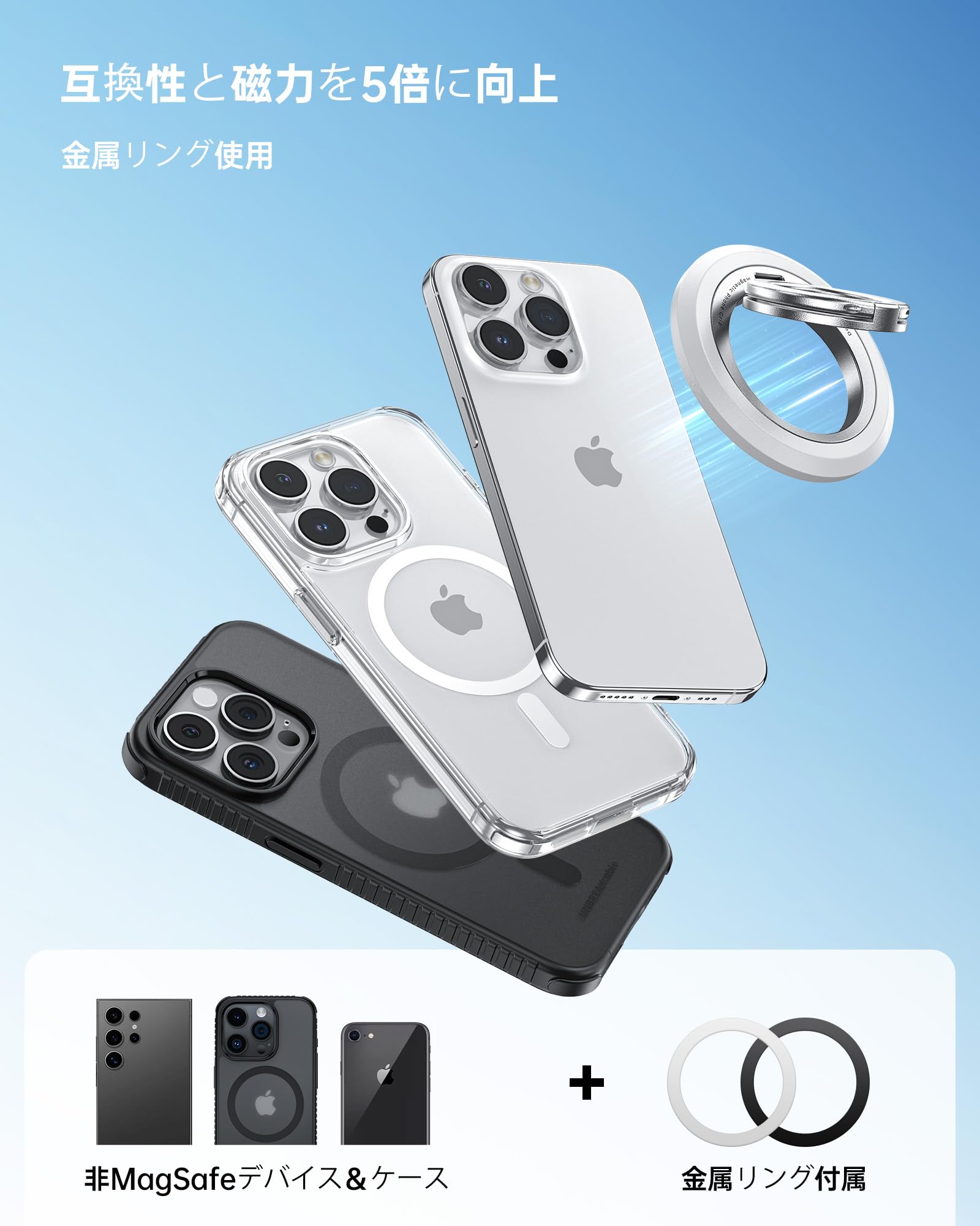 Amazon | SYNCWIRE MagSafe用スマホリング - 360°回転 マグセーフ