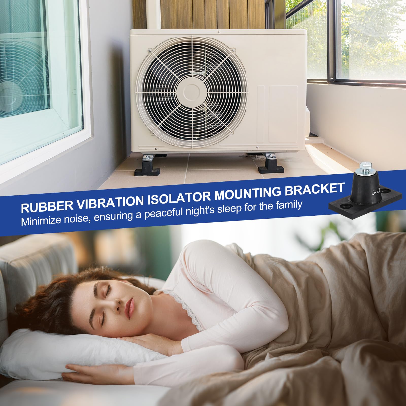 PATIKIL Gummivibrationsisolator Halterung 20kg / 44lb Traglast 4 Stück Maschinenschockdämpfer Für Mini Split HVAC Klimaanlage Kondensator (80x41x39mm)