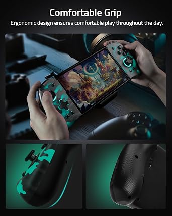 PALPOW Hall Effect Switch Controller for Nintendo Switch/OLED One-Piece JoyPad, Ergonomic Switch Handheld Controller with/RGB/Turbo/Mapped Switch Pro Controller - Black Camo