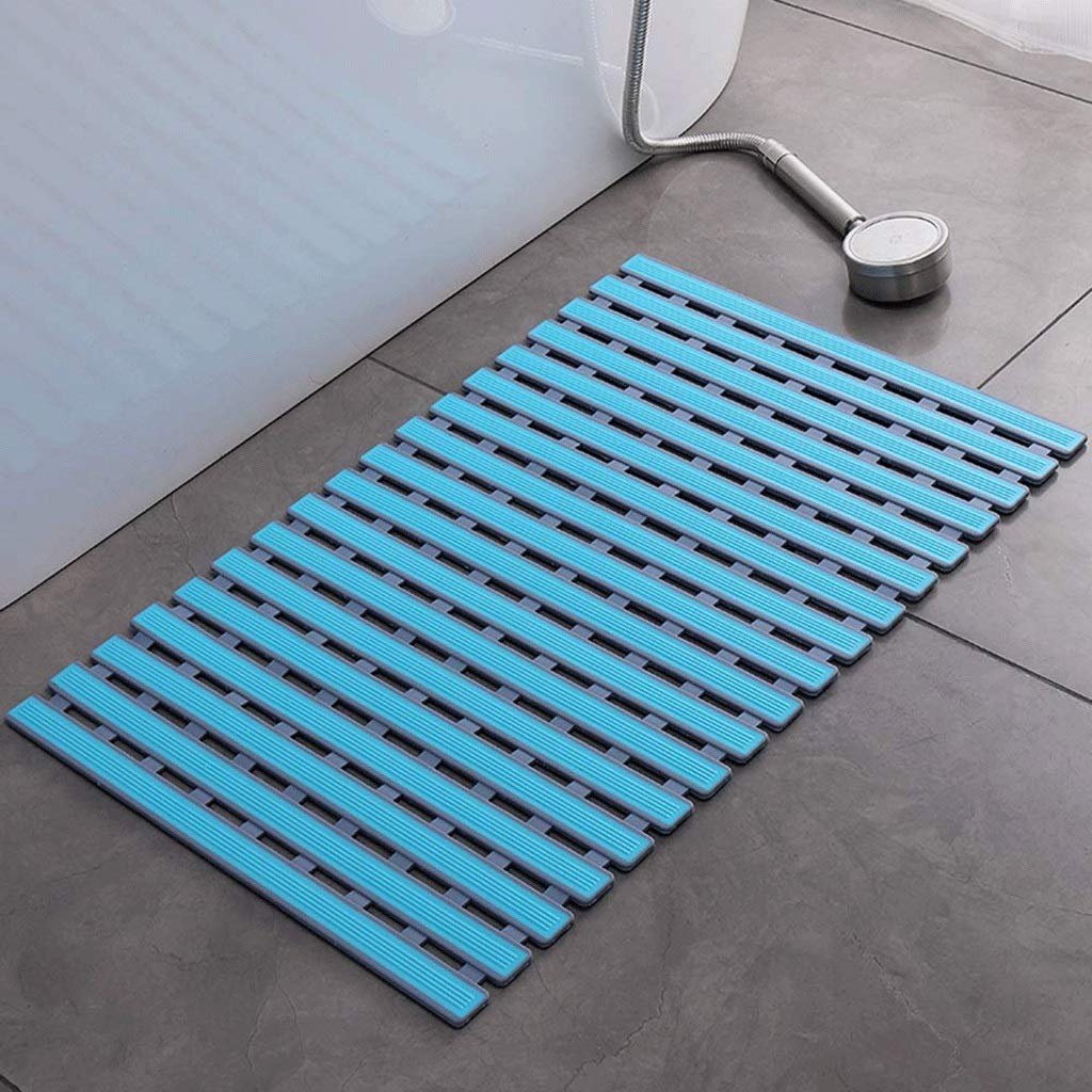 Alfombra de baño de lujo en memory foam grueso con diseño exclusivo azul y blanco