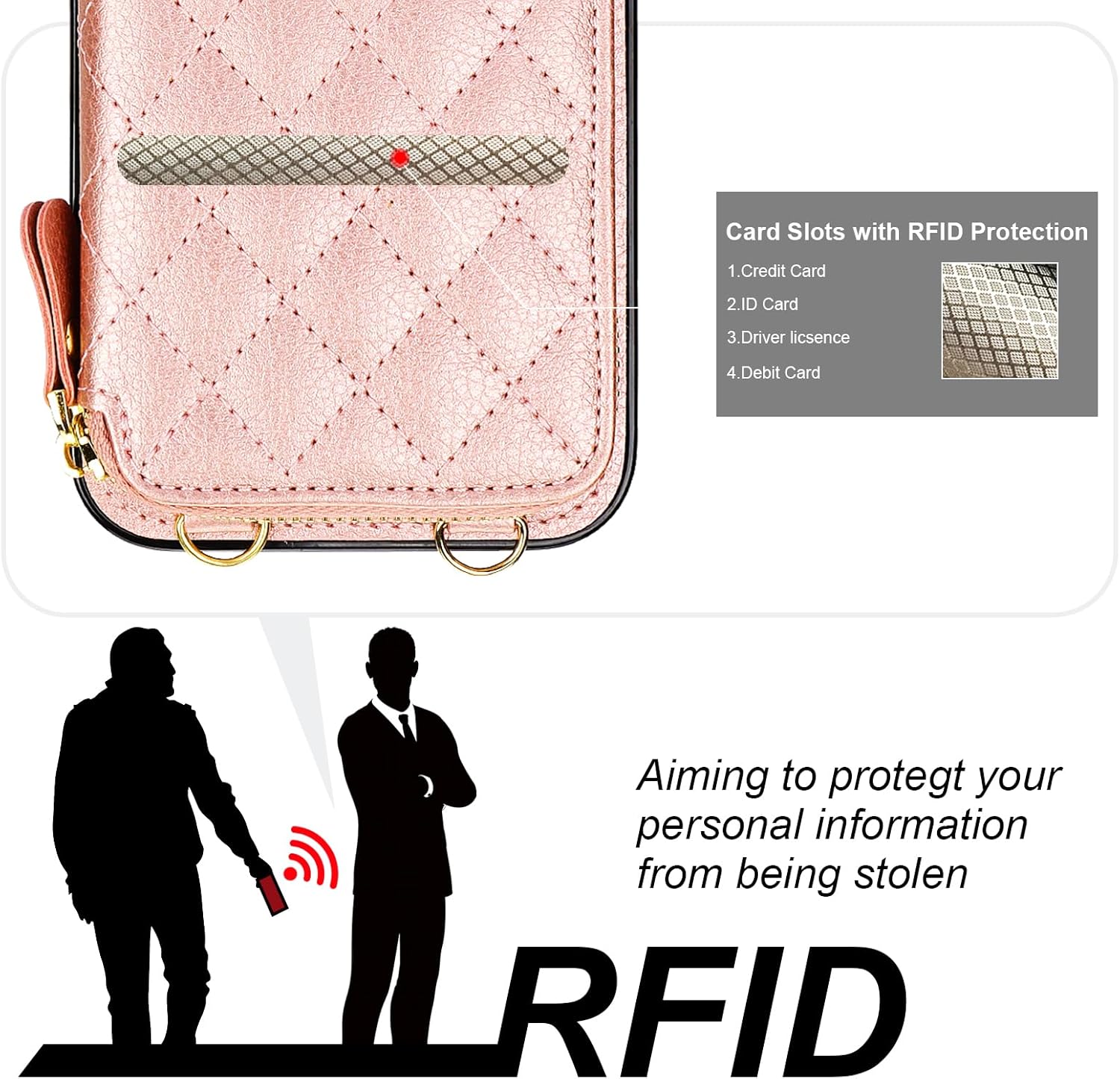 Bocasal A Stylish Crossbody Wallet Case for iPhone 15 Plus + A Slim Leather Case for AirPods Pro