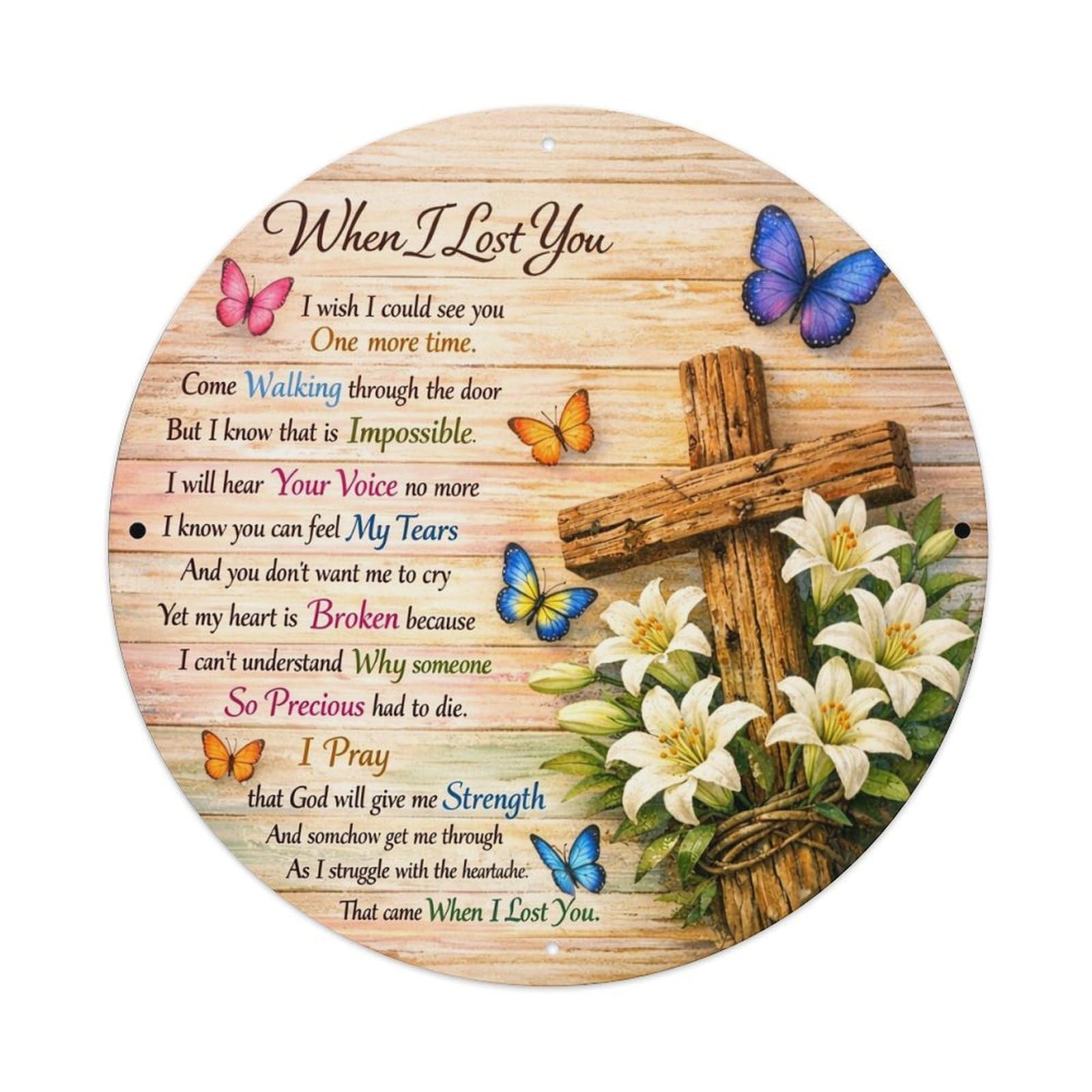 When I Lost You Poem Tin Sign Metal Poster Vintage Metal Signs for Home Man Cave Bar Cafe Kitchen laundry room Wall Decorations 8x8 inches