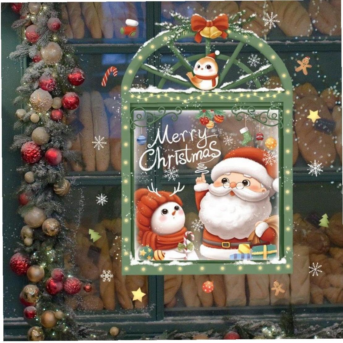 Amazon.co.jp: クリスマス飾り窓シールサンタツリー窓ガラスシール