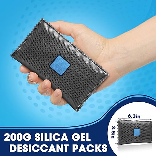 Miniatura 2 de Timgle Paquete de 10 unidades de 7.05 oz de desecante recargables para almacenamiento de paquetes de gel de sílice para absorber la humedad seca,