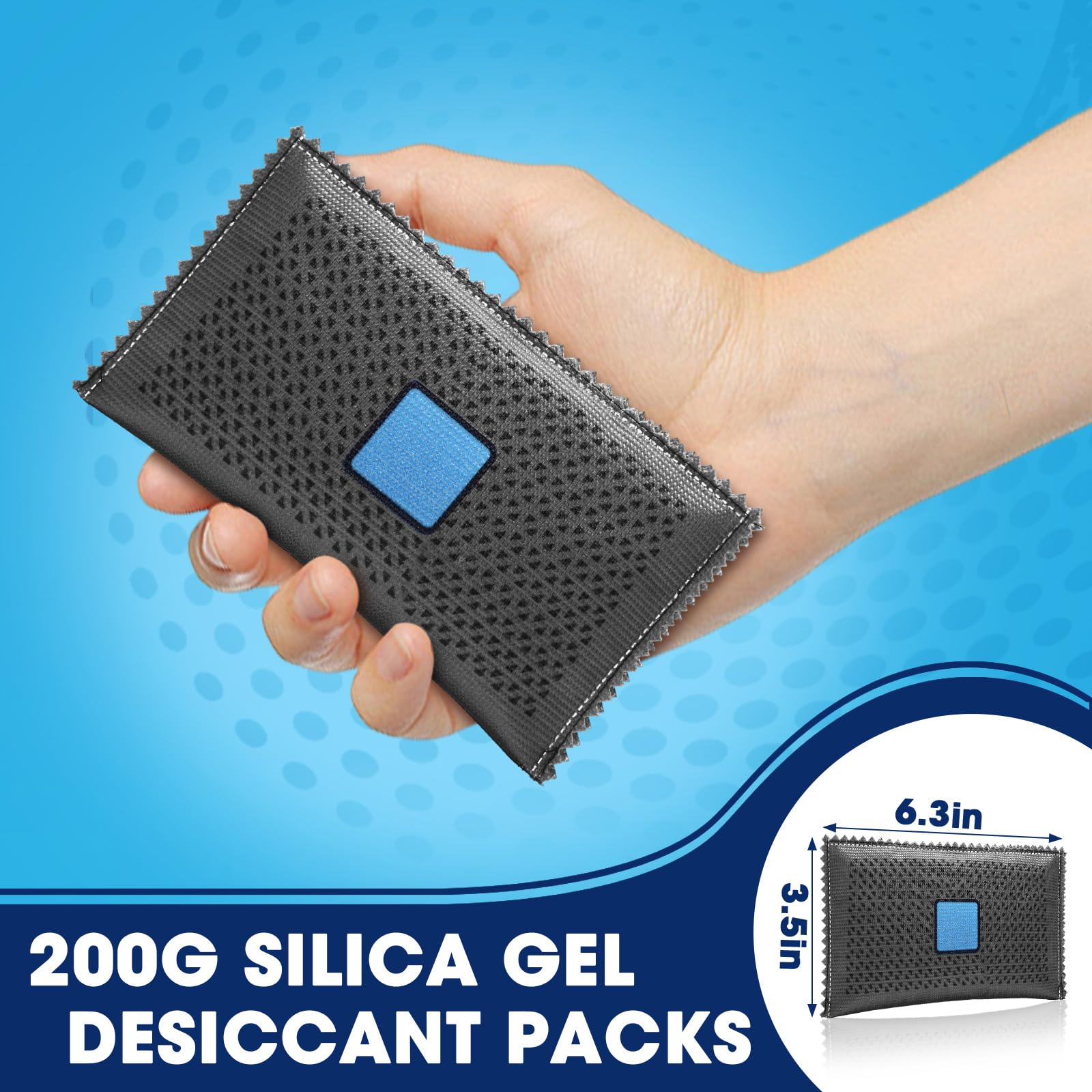 Timgle 10 paquetes desecantes recargables de 200 g para almacenamiento, paquetes de gel de sílice, bolsas absorbentes de humedad seca, bolsas desecantes reutilizables para deshumidificadores de coche