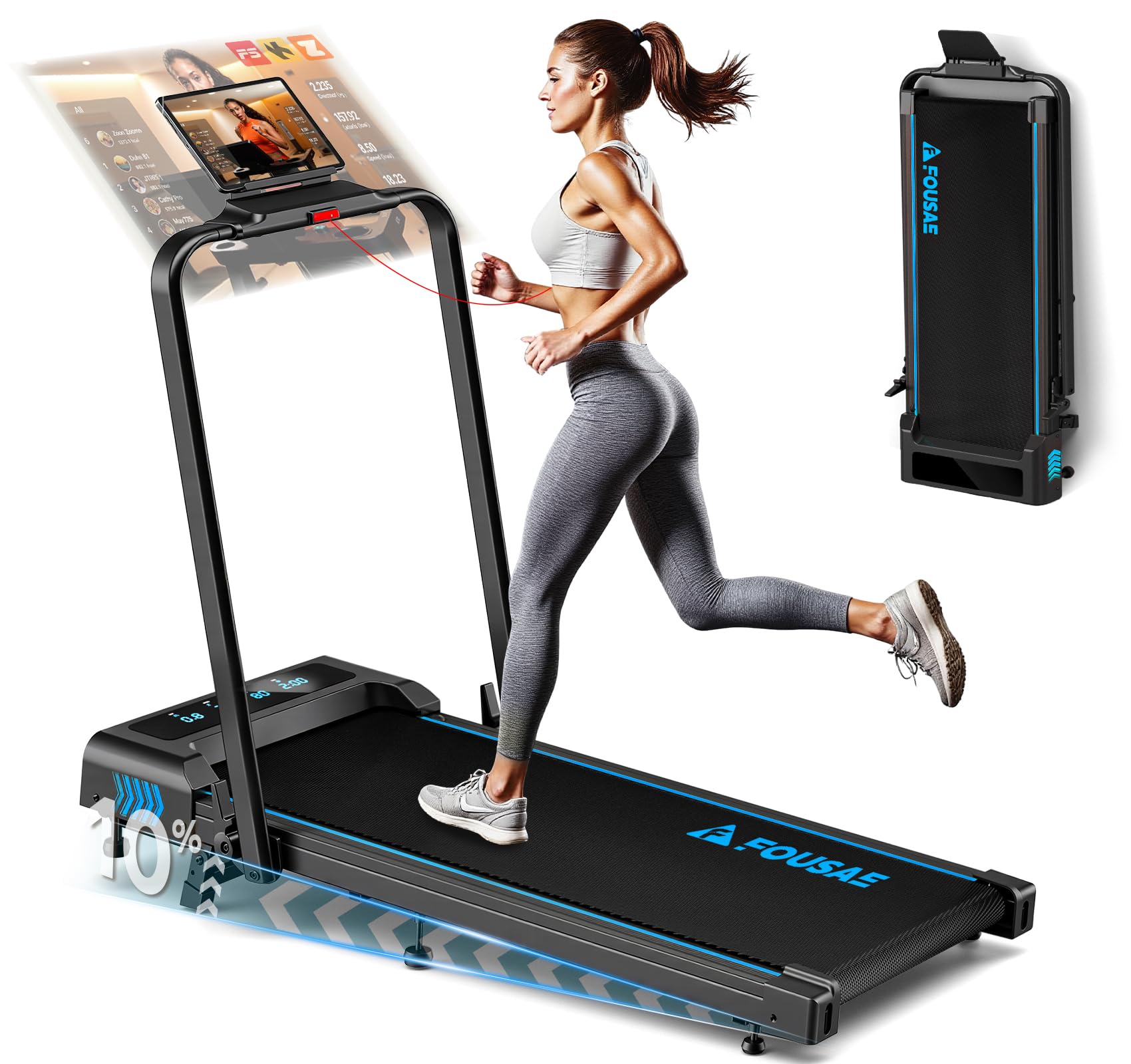 Photo 1 of FOUSAE Foldable Treadmill with 10% Incline and 3.0HP Motor