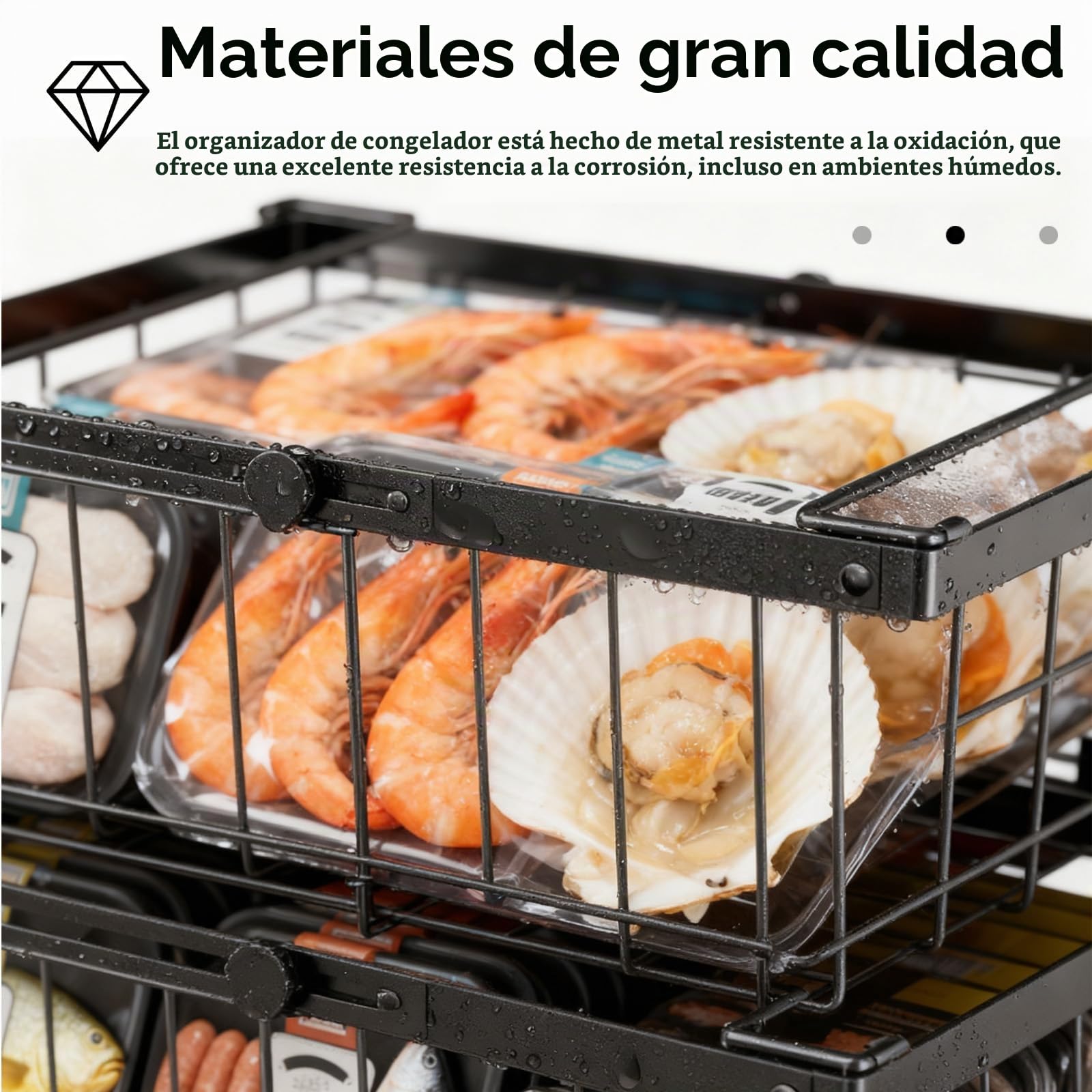 2 cestas de congelador expandibles, cestas apilables para congeladores 140L-570L, congeladores organizador con asas de clasificación fácil y obtener alimentos congelados, permitir la circulación del