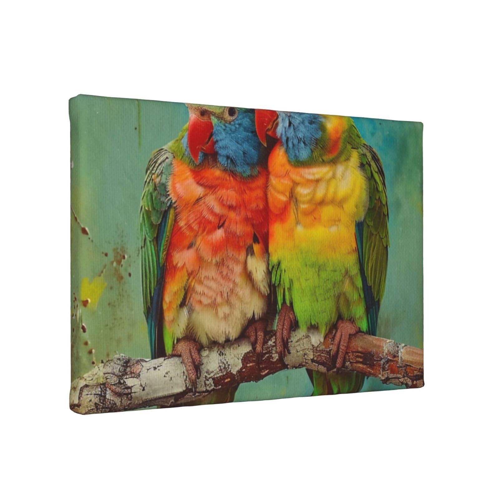 YKLJG Parrot Printed Wall Art Canvas Painting 30x20 CM Wooden Framed Picture Painting Artwork Prints for Bedroom Kitchen Home Office Decor