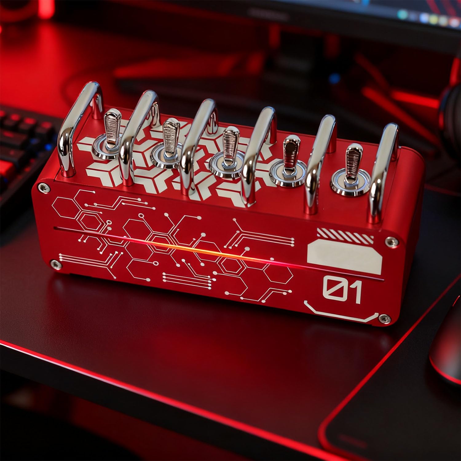 Multipresa portatile con hub USB e illuminazione ambientale, interruttore indipendente, design maniglia in metallo per studio e sala giochi