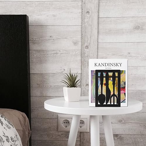 Miniatura 8 de Sujetalibros de metal, sujetalibros decorativos pesados para estantes, sujetalibros decorativos para el hogar para libros pesados, soporte negro