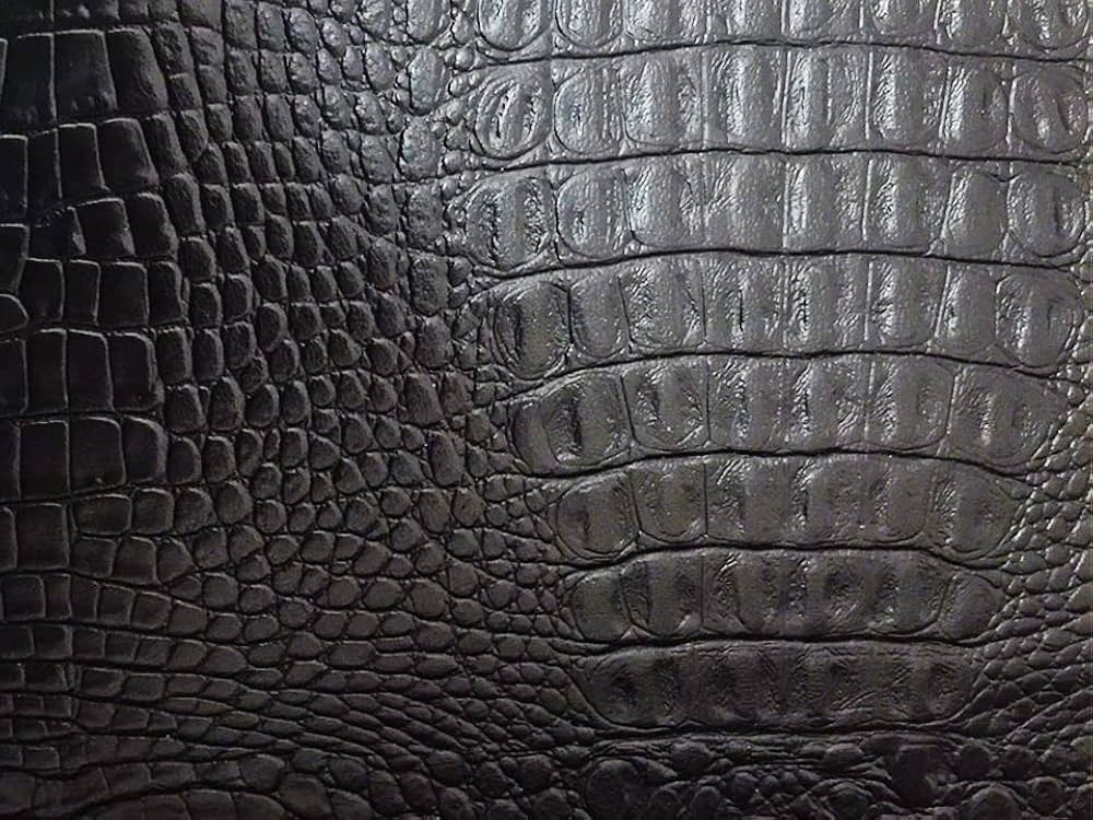 Amazon | ワニ革 合皮レザー生地【リッチクロコダイル 黒