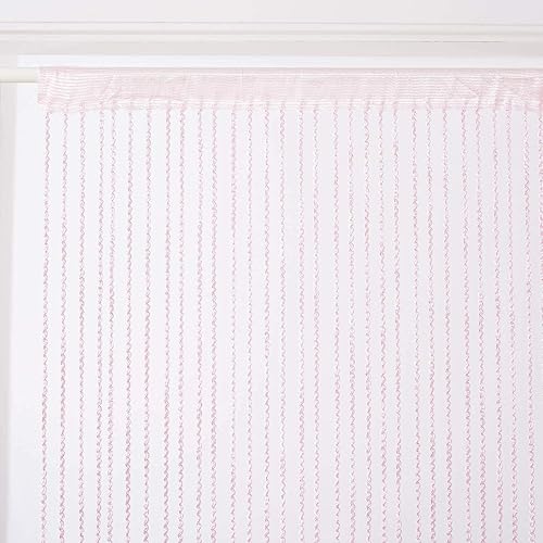 Miniatura 4 de Cortina de cuerda en espiral de poliéster rizado, ideal para varias decoraciones y fondos, rosa bebé, 39 pulgadas de ancho x 78 pulgadas de largo