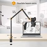 TARION Camera Desk Mount Stand - Articulating Arm, Flexible Adjustable Heavy Duty Tabletop DSLR Arm Boom for Flat Photography, Videography, Filming, Live Streaming TKB01