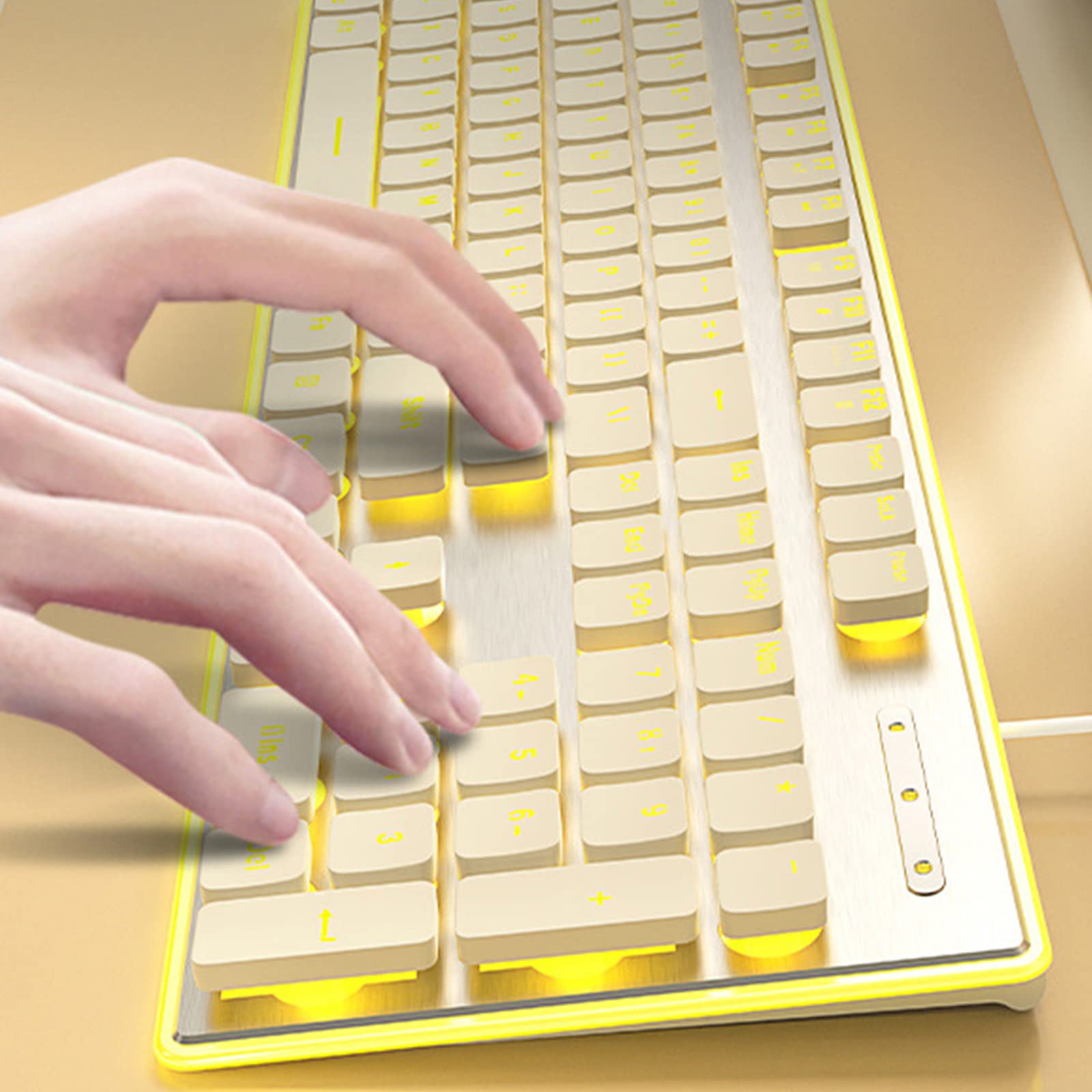 ADMLZQQ Mechaniczna klawiatura gamingowa, przewodowa klawiatura z 104 klawiszami, podświetlana, anty-ghosting, kabel USB, do komputera, Mac, PS4