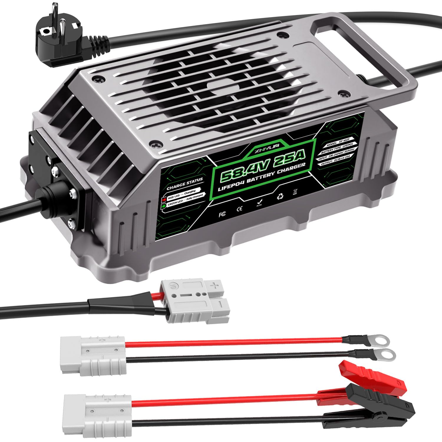 58,4 V 25 A LiFePO4 ładowarka automatyczna inteligentna ładowarka do akumulatorów litowych 48 V (51,2 V) LiFePO4
