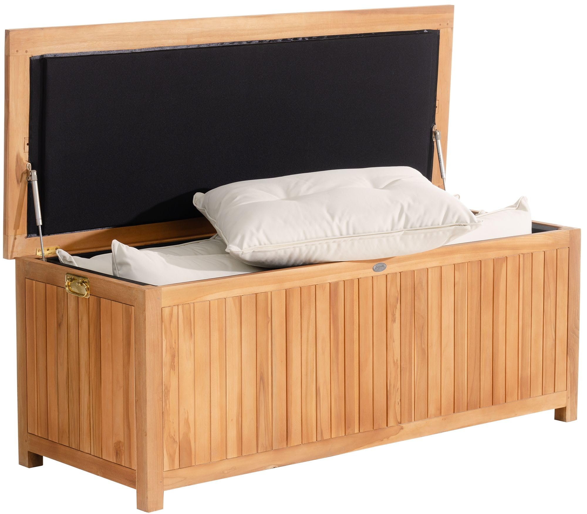 CLP Auflagenbox ODESSA aus Teakholz I Gartentruhe für Kissen und Auflagen I In verschiedenen Größen erhältlich, Farbe:teak, Größe:160 cm