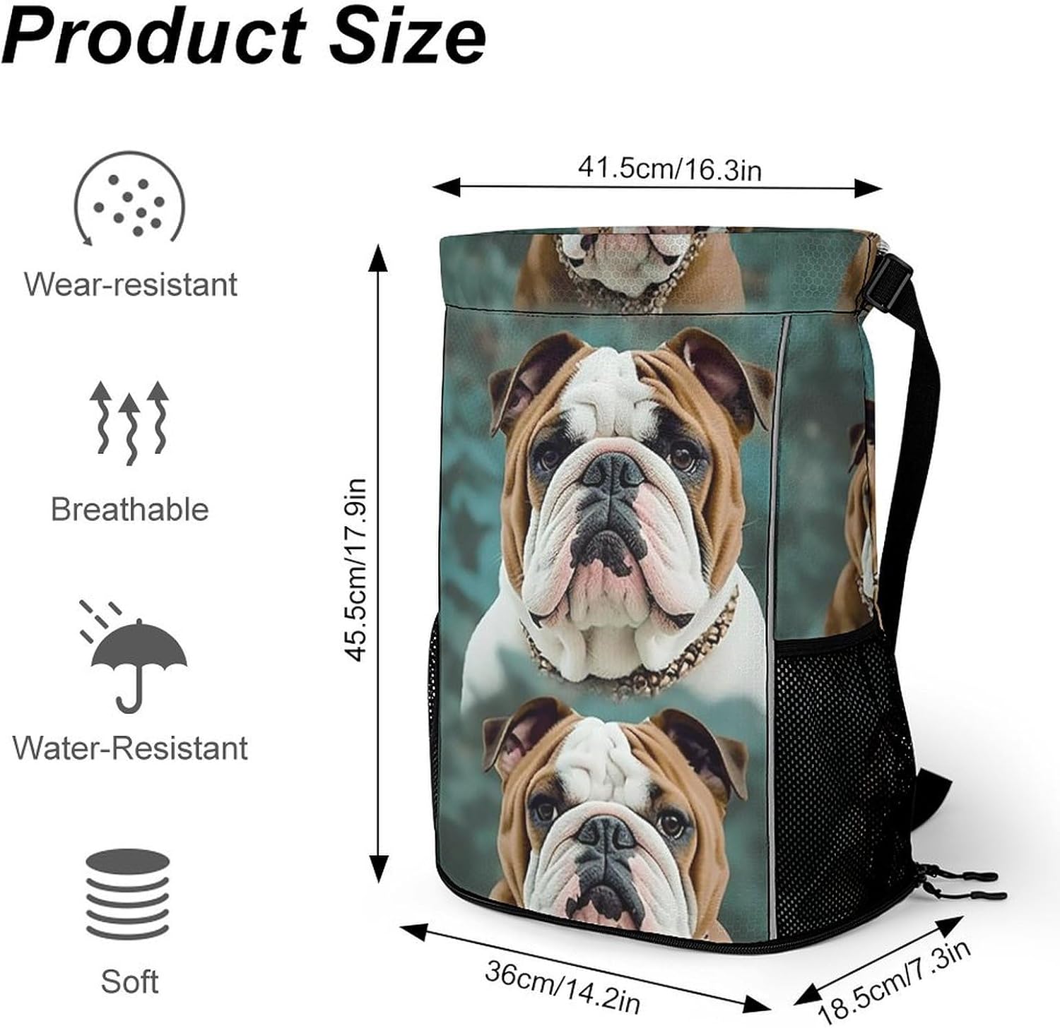 Sports Drawstring Backpack Funny English Bulldog Lightweight Backpack Dry And Wet Separation Large Capacity
