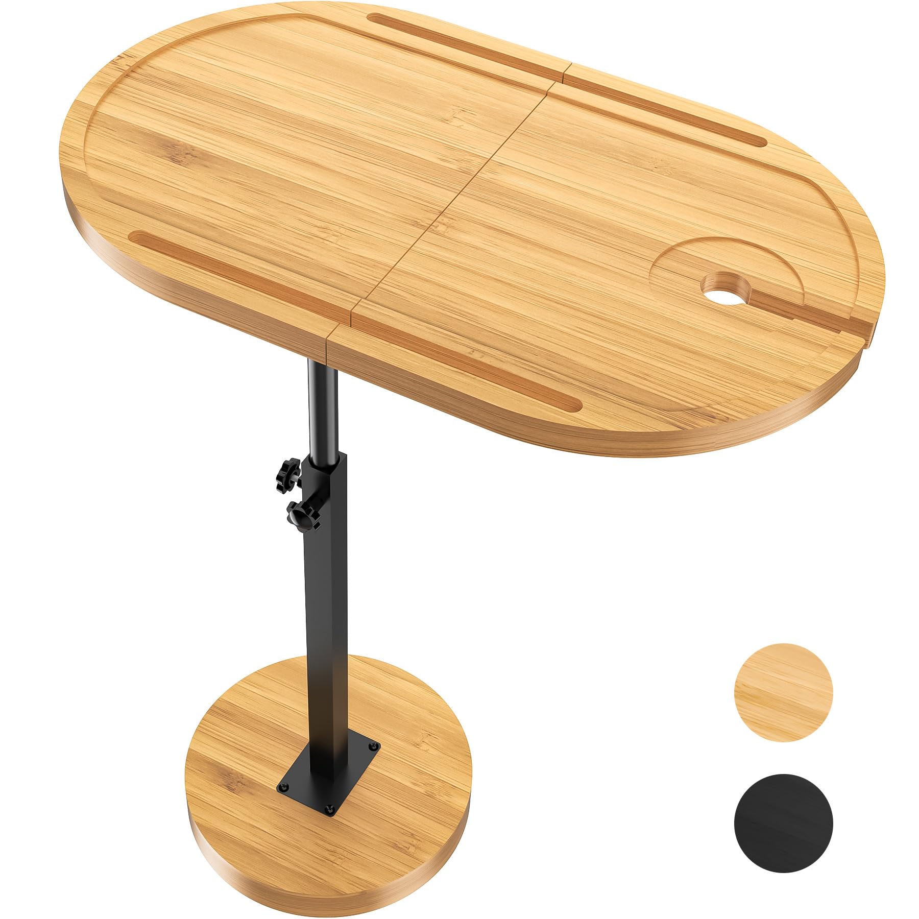 NiHome Mesa giratoria grande para TV con base gruesa y estable que no se vuelca, bandeja de mesa de sofá de altura ajustable, mesa auxiliar, mesa auxiliar de bañera giratoria 360° para bañera de