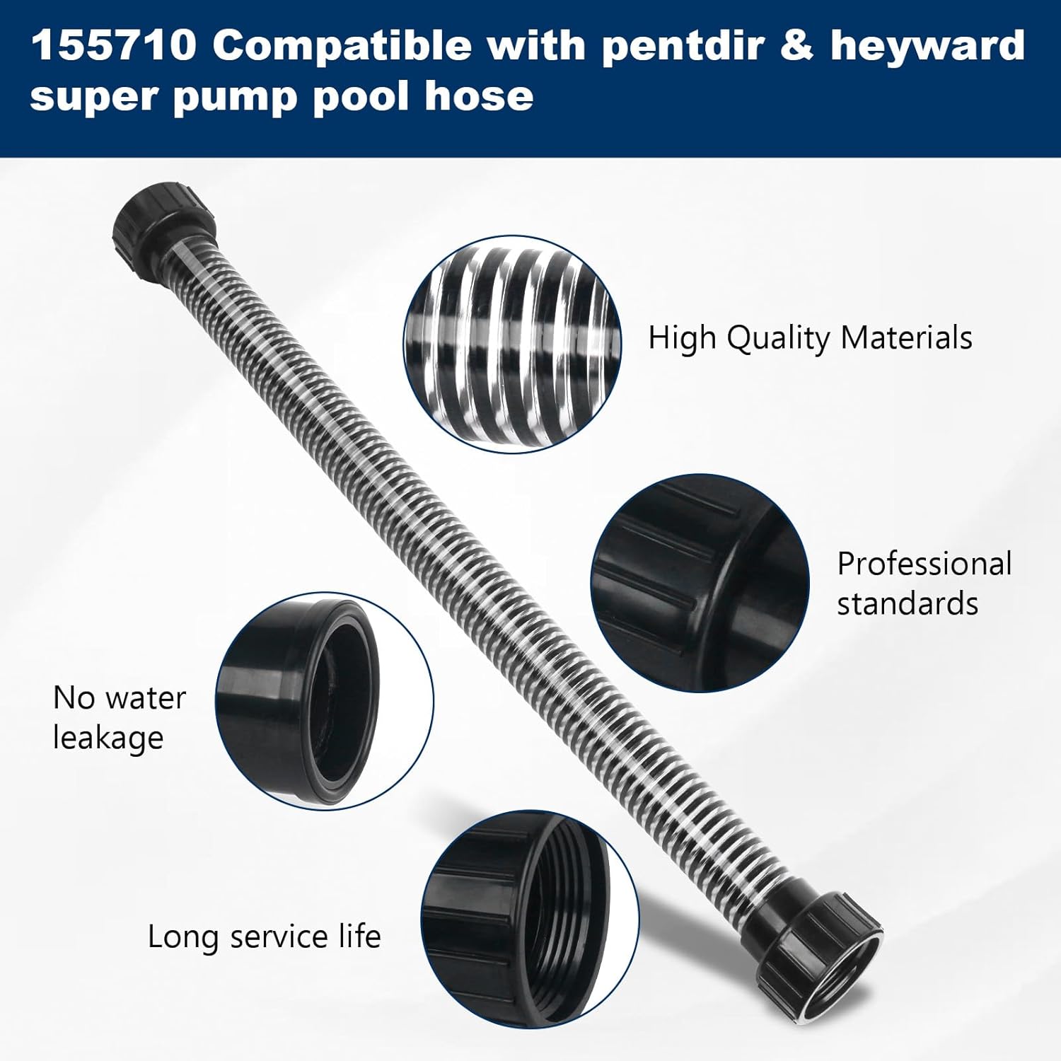 155710 Pool Pump to Filter Hose Assembly for Pentair to Sand Dollar Filter, compatible with Sta-Rite Crystal-Flo Sand Filter Hose - (30" Length)