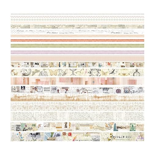 Juego de 20 cintas Washi retro Kawaii para enmascarar, suministros de diario de papelería, cinta Washi para álbumes de recortes, cinta adhesiva