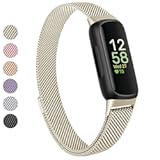 for Fitbit Inspire 3 Bands Women Men&comma; Stainless Steel Metal Mesh Loop Adjustable Magnetic Wristband Replacement Straps Compatible with Fitbit Inspire 3 Fitness Tracker