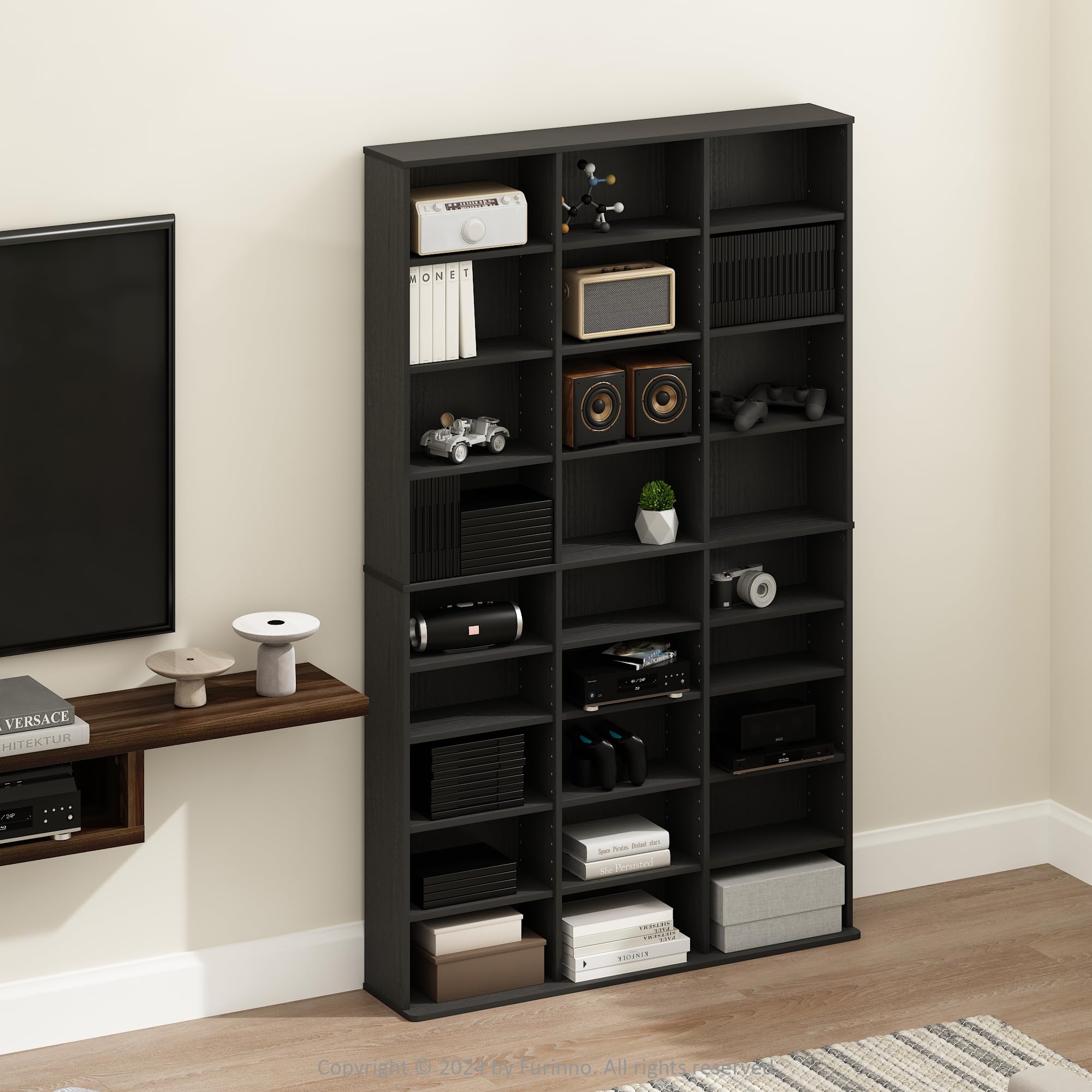 Amazon.com: Furinno Jaya DVD Shelf, 24-Shelf Wide CD Rack, Media