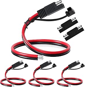 RUNCCI-YUN 2pcs Câble De Connecteur SAE 12V Terminal De Batterie 12 AWG 100 Cm SAE D