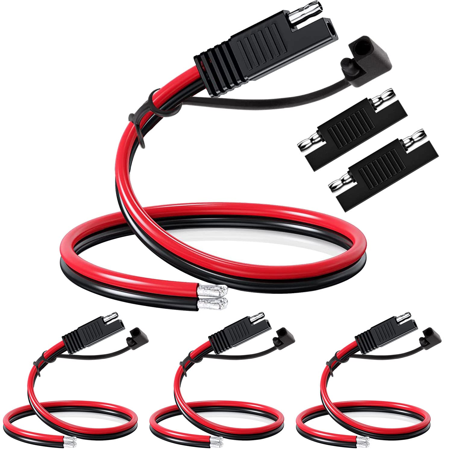 RUNCCI-YUN 4 SZTUK 12 V-24 V Kabel krosowy SAE, 12AWG SAE Złącza 30 cm, kabel przyłączeniowy SAE, przedłużacz samochodowy SAE