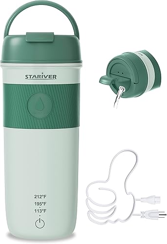 Stariver Travel Electric Kettle, 350ML Portable Electric Tea Kettle BPA-Free, Small Electric Kettle with 3 Temp Setting, Hot Water Boiler with Keep
