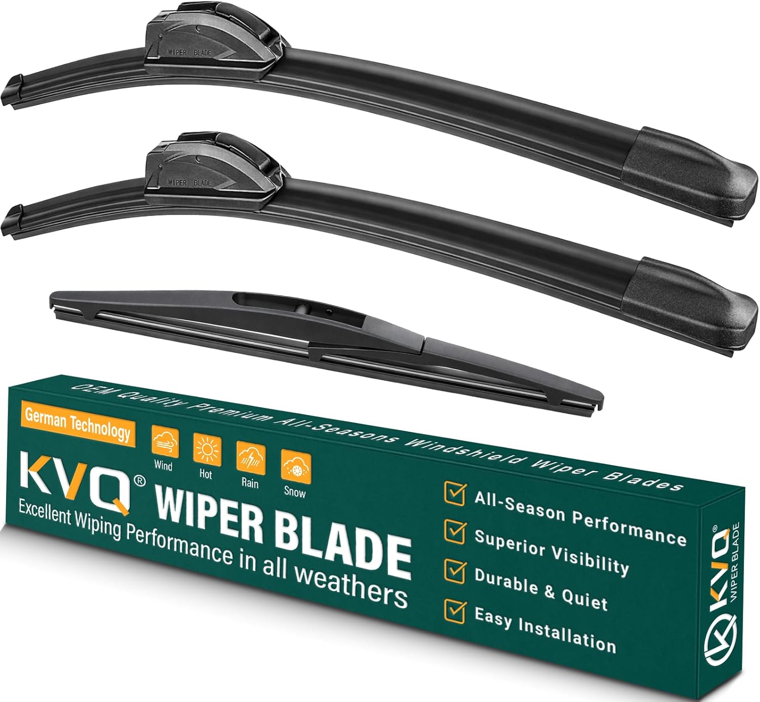 Windshield Wiper Blades Replacement for Honda HRV HR-V 2016 2017 2018 2019 2020 2021 2022, Original Equipment Replacement Front Rear Wiper Blade Set - 26" 18" 10" (Set of 3)