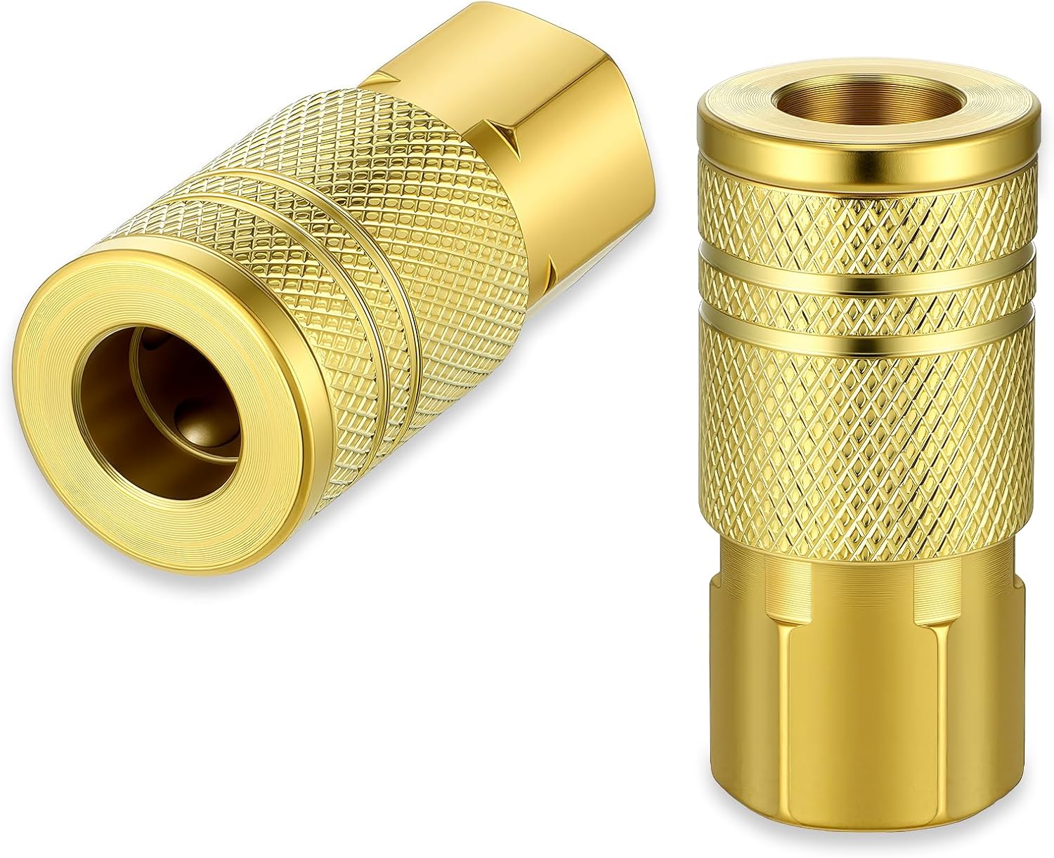 1/4 Inch Brass Female Industrial Coupler 2-Pack 1/4 Air Hose Fitting Quick Connect Fittings Air Hose Connect 1/4'' Npt Industrial Brass Compressor Hoses Repair Accessories Kit for Auto Shop