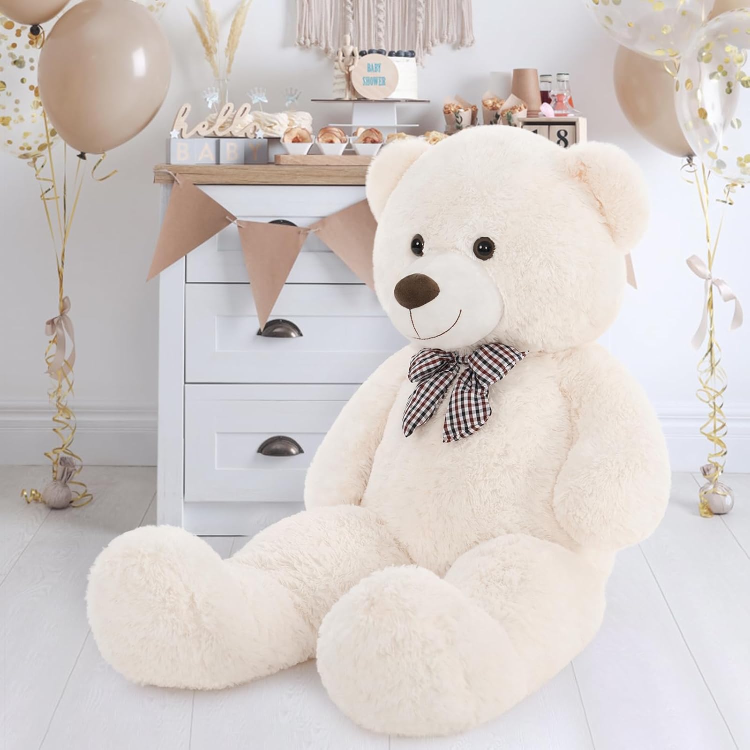 MaoGoLan Giant Teddy Bear Plush Toy - Ultra Soft & Cute Large Stuffed Animal 39 inches, Perfect for Baby Showers, Birthdays, Valentines Day Gifts (Kids, Couples, Family),Beige - Image 8