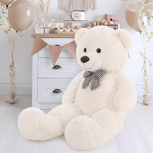 Miniatura 79 de MaoGoLan Oso de peluche color rosado gigante de 55 pulgadas, animales rellenos grandes y de tamaño real para novia Rosa,Azul,Marrón,Crema,Marrón