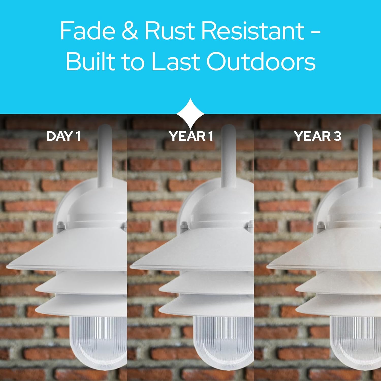 KASTLITE Nautical Light Fixture Replacement Cap for Pole Wall & Pier Mount Outdoor Lighting - UV & Waterproof Composite Shade for Coastal Light Post Lamps, Walkway Porch Patio & Dock Lights - White