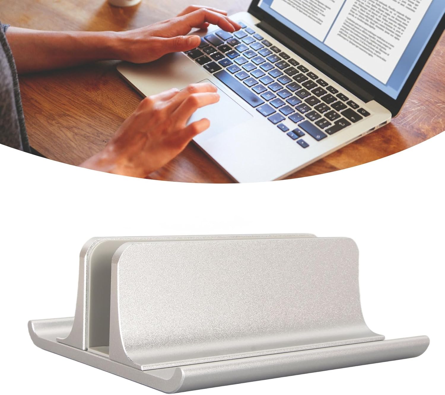 ASHATA Desktop Stand Holder with Dock, Vertical Laptop Stand, 3 in 1 Aluminium Alloy Size Space Saving Laptop Holder for Maximum 17.3in Laptop (Silver)