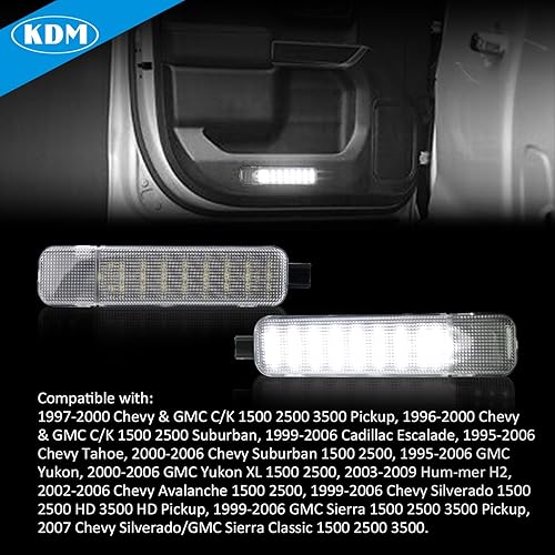 Miniatura 3 de KDM Panel de luz LED para puerta interior para Silverado Suburban Tahoe GMC Sierra Yukon CK 1500 2500 3500 Avalanche Cadillac Escalade Hum-mer H2,
