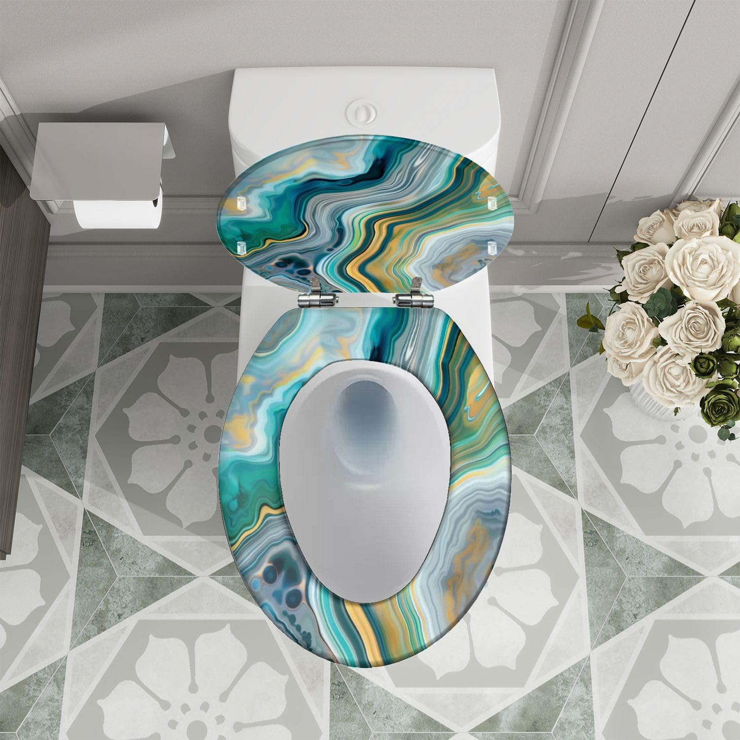Sedile WC allungato in resina per bagno domestico