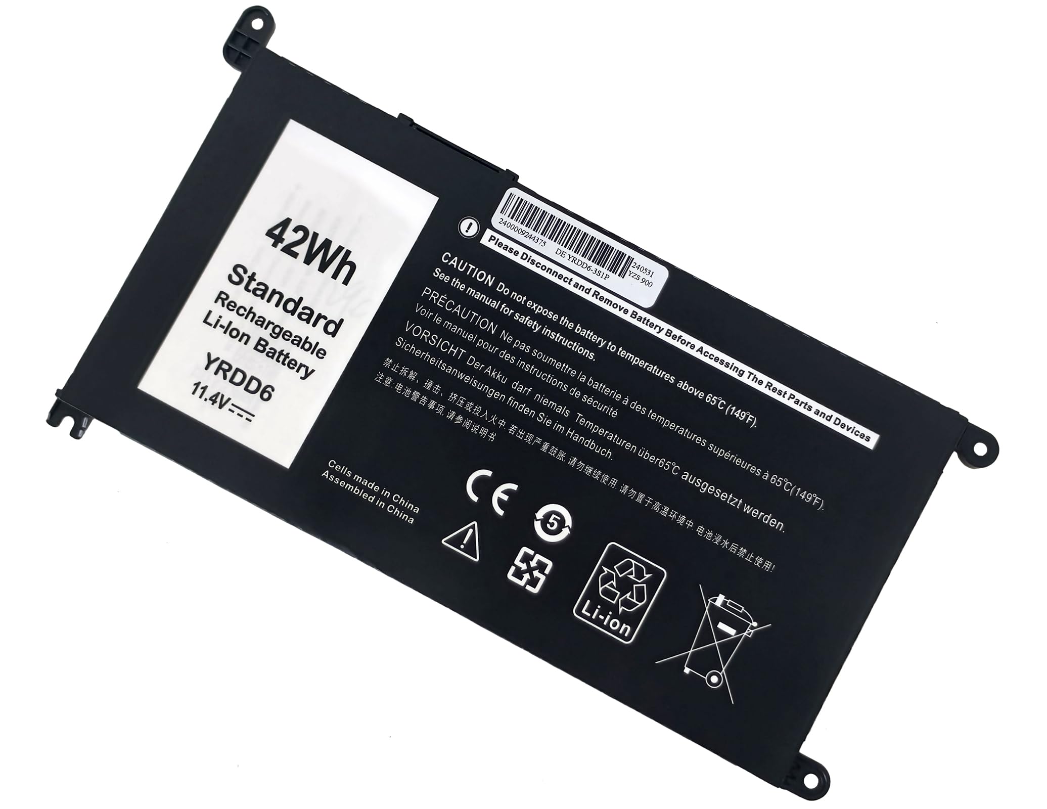 YRDD6 42Wh Batteria per DELL Latitude 3310 2-in-1 Serie, Inspiron 3493 5480 7586, Vostro 3491 3580 3581 3582 3583 3584 3585 3590 5481 5581 5490 5590, VM732 0VM732 01VX1H 1VX1H