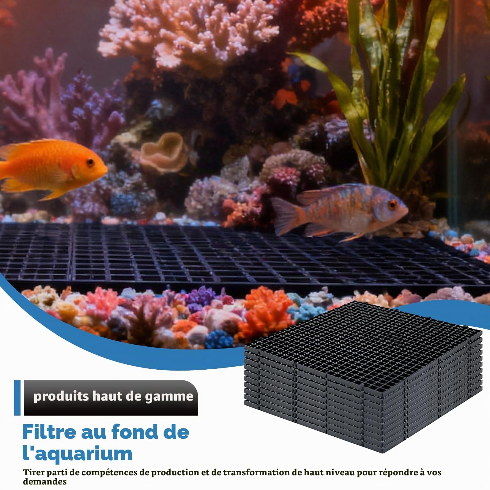 Grilles En Plastique Pour Aquarium,10Pcs 30x30CM Aquarium Séparateur Avec 20 Supports Et 50 Attaches De Câble,Diviseur D’Aquarium En Plastique,Aquarium Grille Plastique Pour Filtration Et Protection