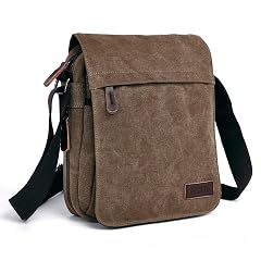 MEOKIM Small retro canvas messenger mens crossbody bag and shoulder bag