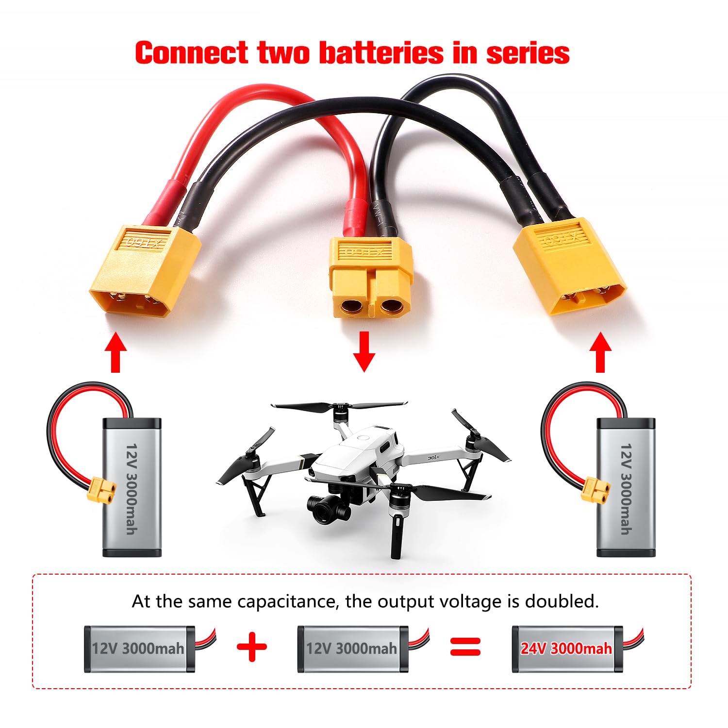 YIXISI Adaptateur Câble Série T Plug – 1 Femelle Vers 2 Mâles, 14AWG, 10 Cm – Pour Batterie Lipo RC